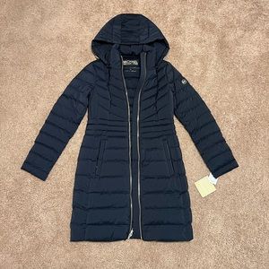 Michael Kors Coat Jacket Puffer Hooded Ultra Light Down XS Dark Navy